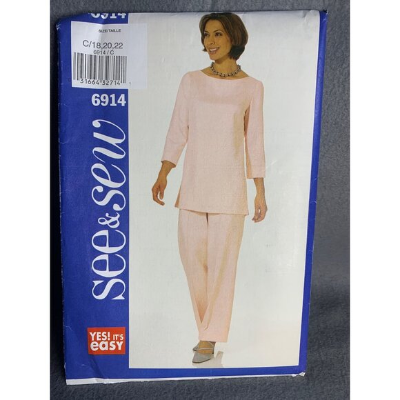 Butterick Misses Top Pants Sewing Pattern sz 18-22 6914 - uncut - Picture 4 of 4